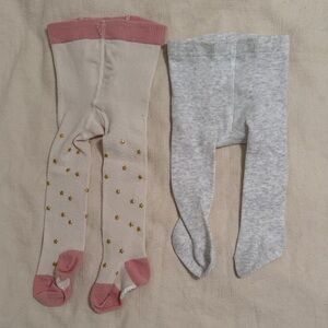 Baby Boden Star Patterned Tights & Grey Carter’s tights 0-3 months